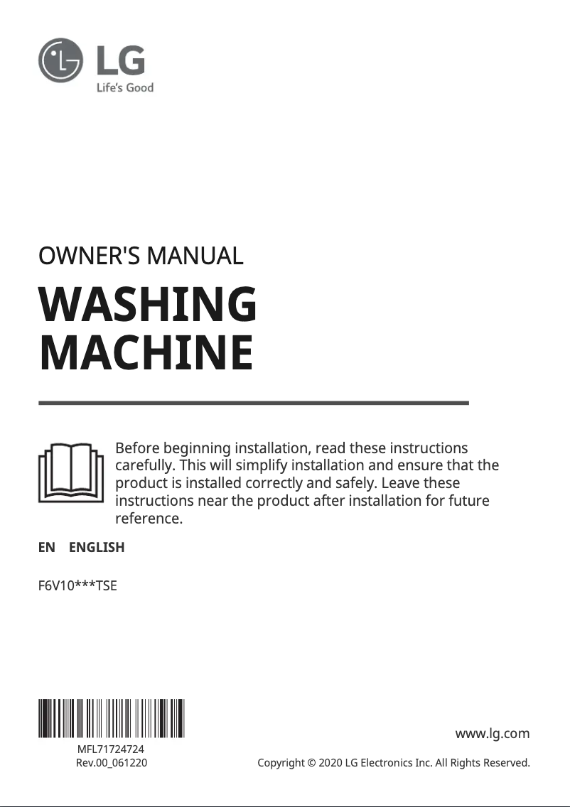 Page n°1 - Manuel utilisateur LG F6V1010WTSE