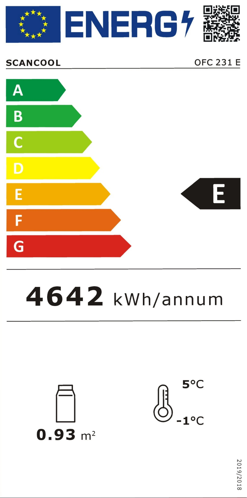 Page n°1 - Label énergétique Scancool OFC 231 E