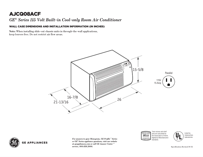 Image de la première page du manuel de l'appareil AJCQ08ACF