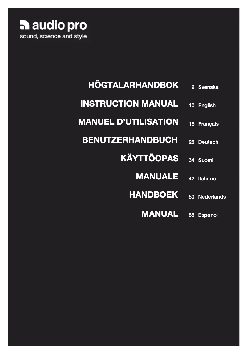 Page 1 de la notice Manuel utilisateur Audio Pro Avanto 5.0 HTS