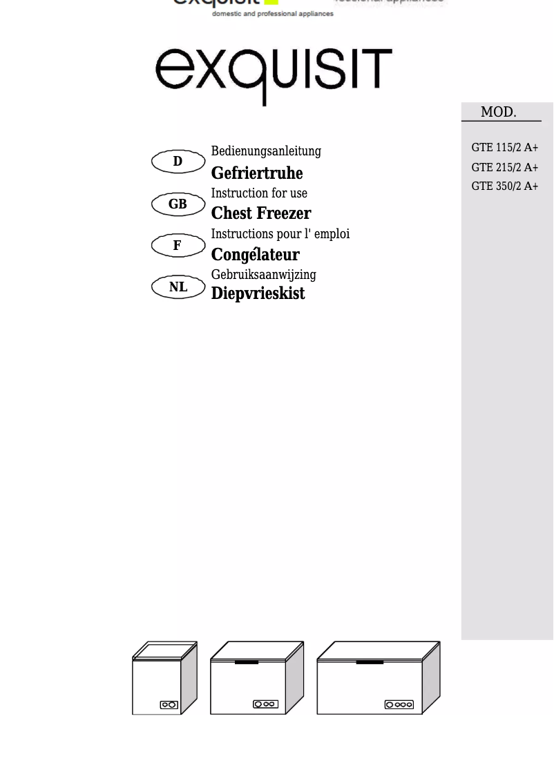 Page 1 de la notice Manuel utilisateur Exquisit GTE 350