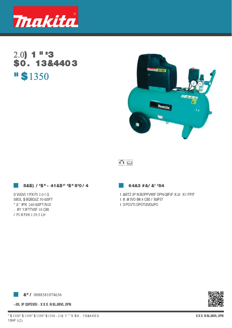 Page 1 de la notice Fiche technique Makita AC1350