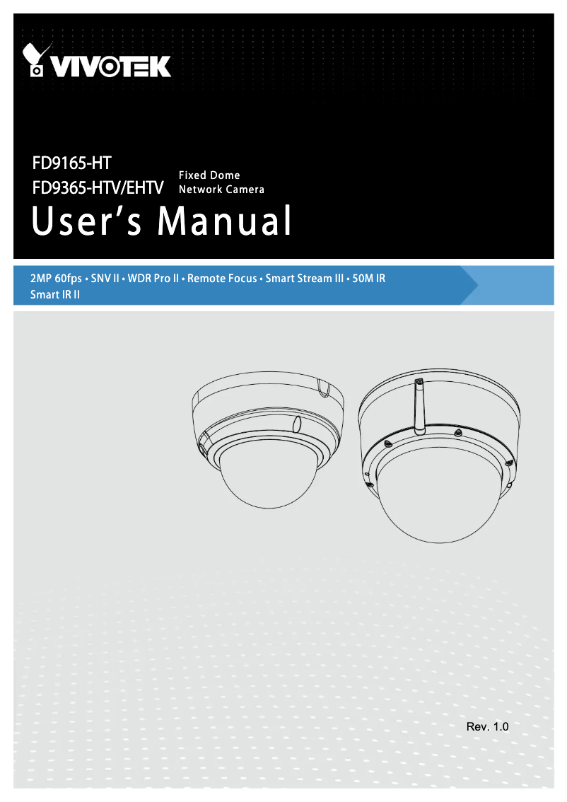 Page 1 de la notice Manuel utilisateur Vivotek FD9365-HTV