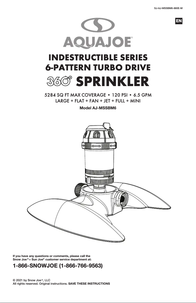 Página 1 del manual Manual de usuario Aqua Joe AJ-MSSBM6