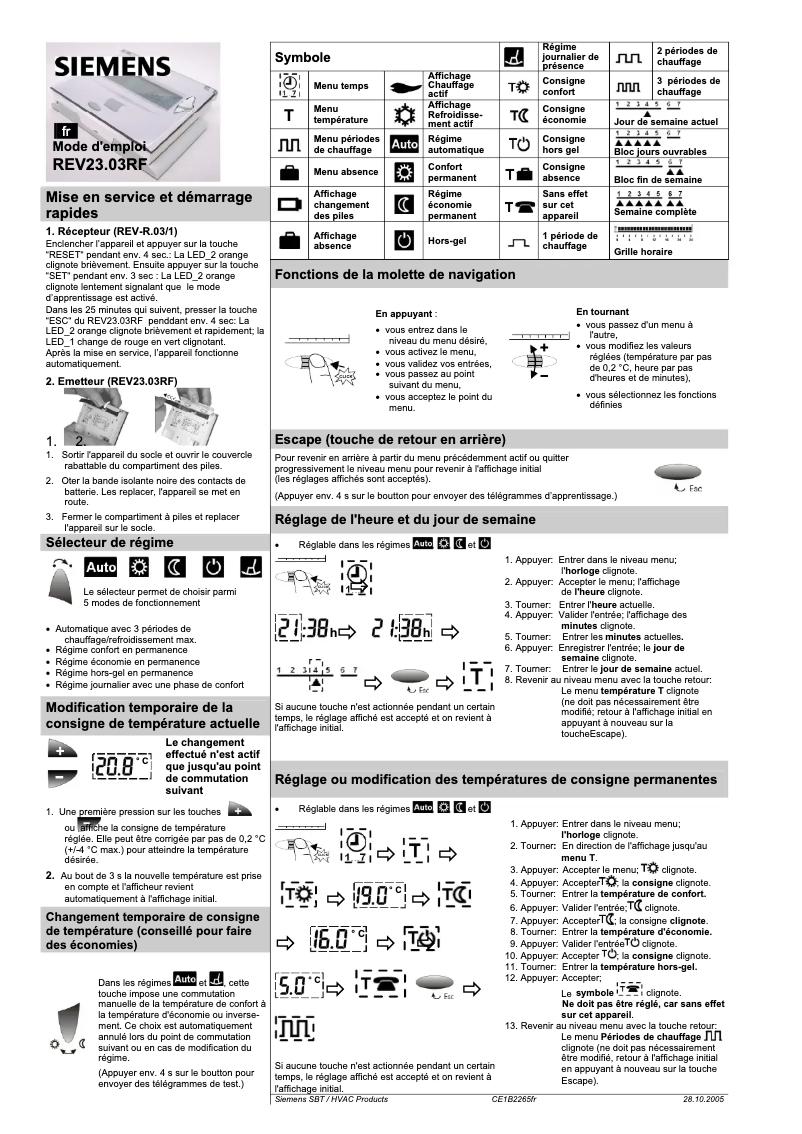 Image de la première page du manuel de l'appareil REV23.03RF