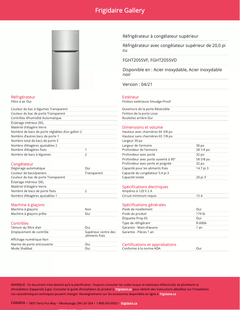 Image de la première page du manuel de l'appareil FGHT2055VF