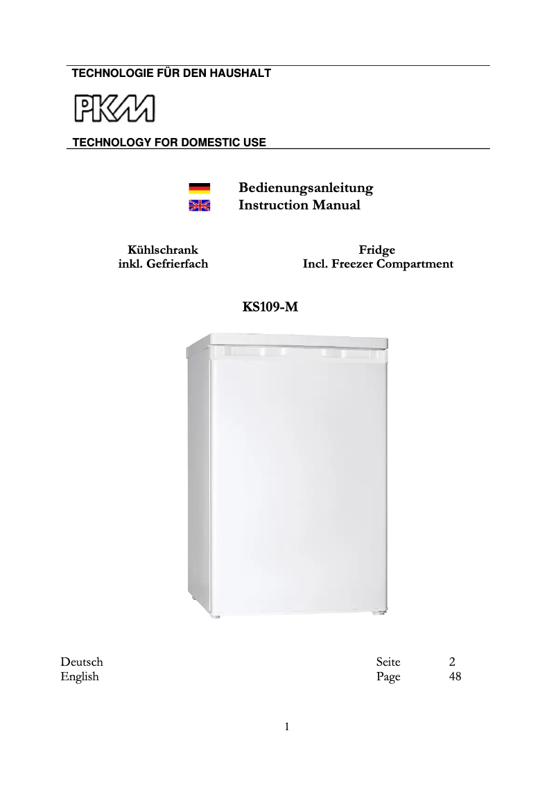Page 1 de la notice Manuel utilisateur PKM KS109-M