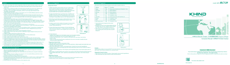 Page 1 de la notice Manuel utilisateur Khind BLC129