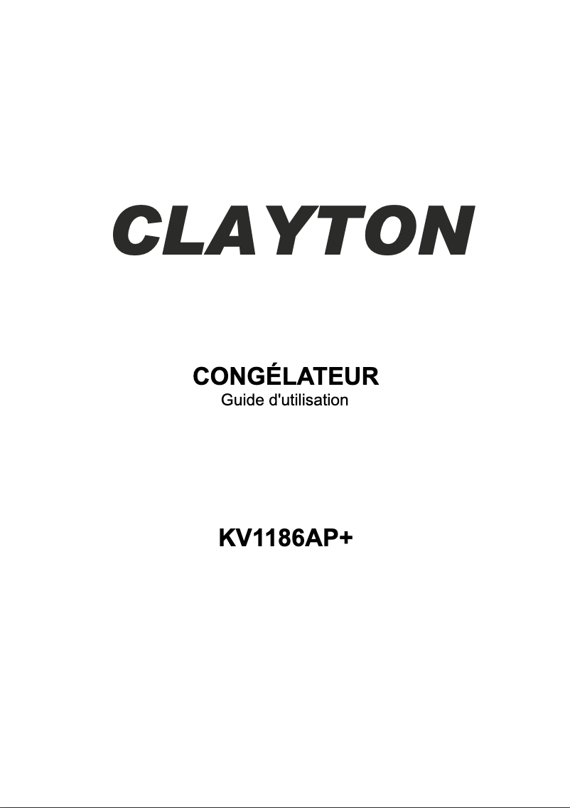 Page 1 de la notice Manuel utilisateur Clayton KV1186AP+