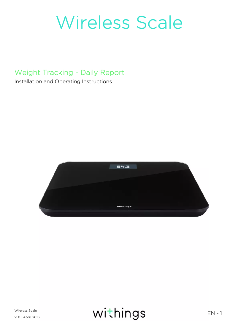 Page n°1 - Guide d'installation Withings Wireless Scale WS-30