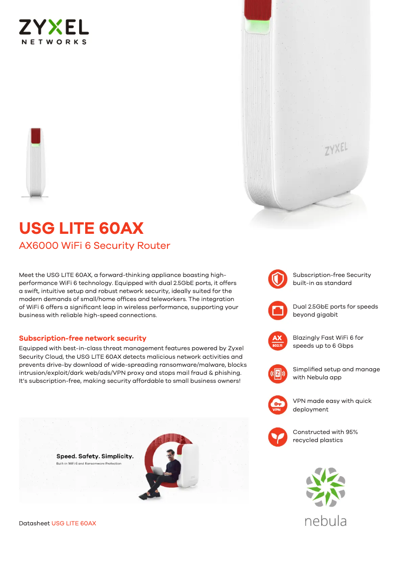 Página 1 del manual Ficha técnica ZyXEL USG LITE 60AX