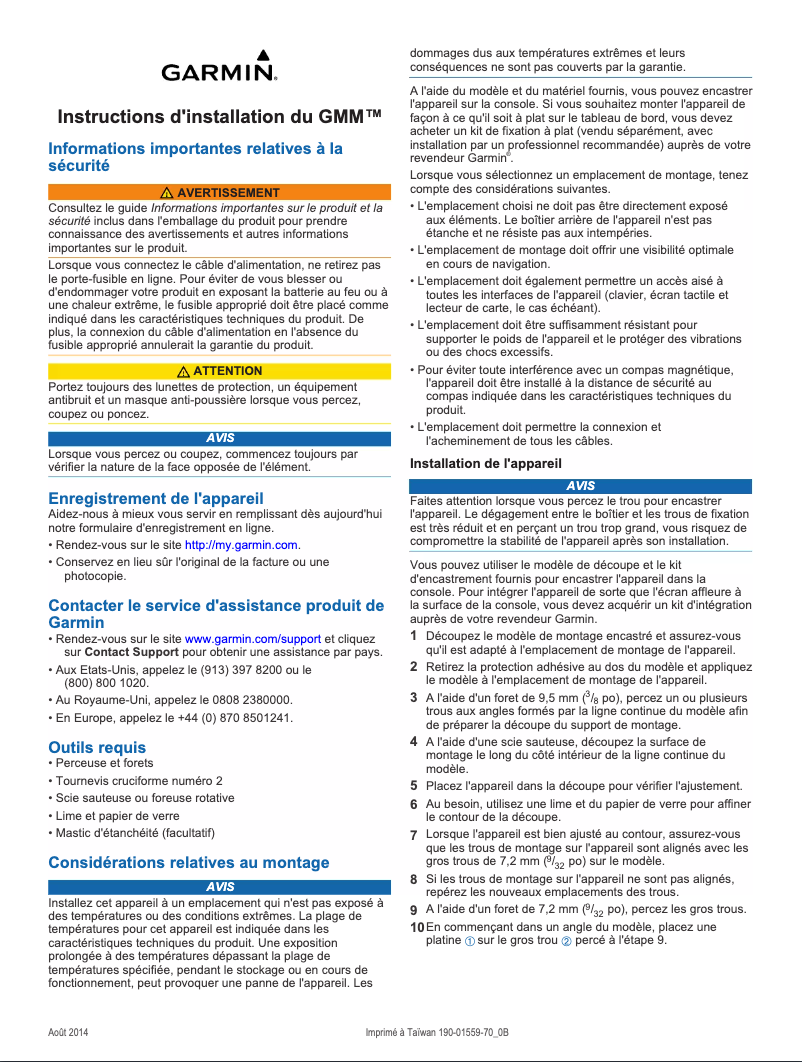 Page n°1 - Guide d'installation Garmin GMM 170
