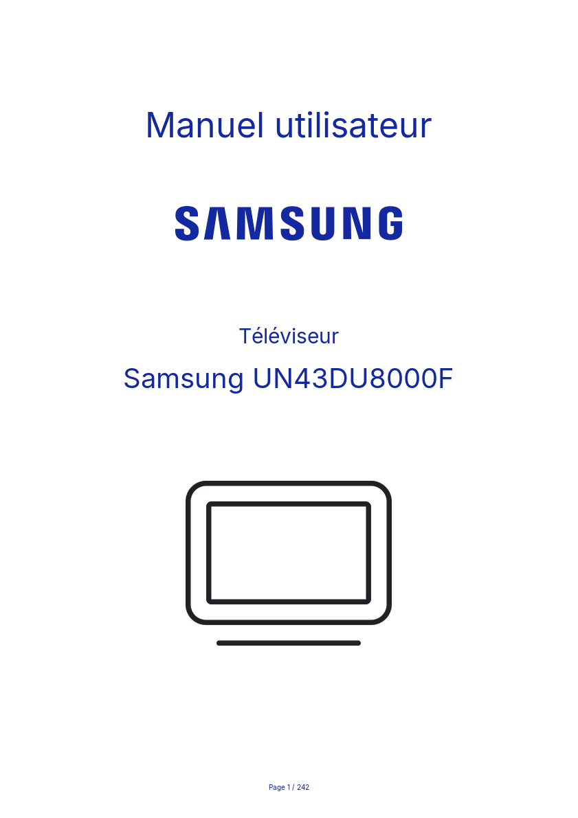 Image de la première page du manuel de l'appareil UN43DU8000F