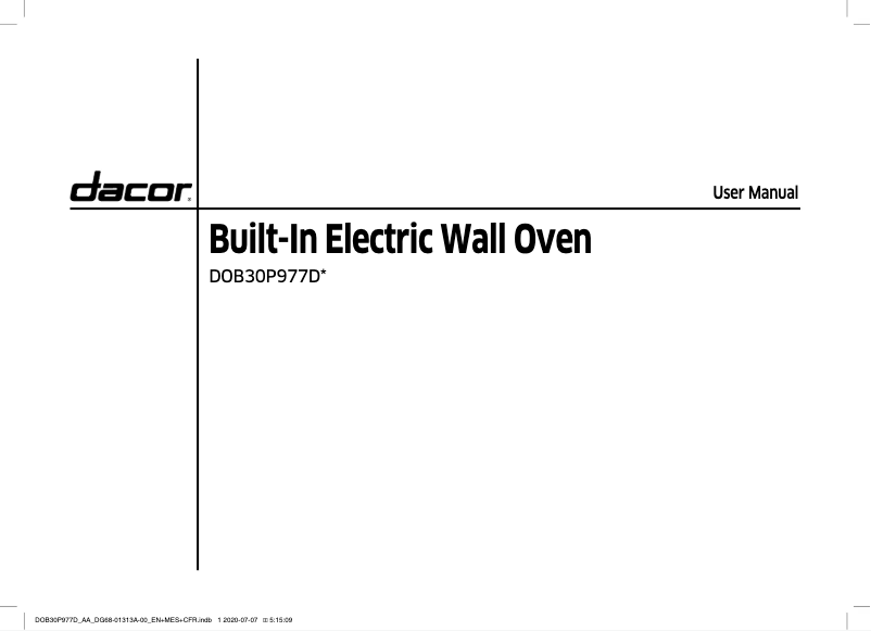 Page 1 de la notice Manuel utilisateur Samsung DOB30P977SS
