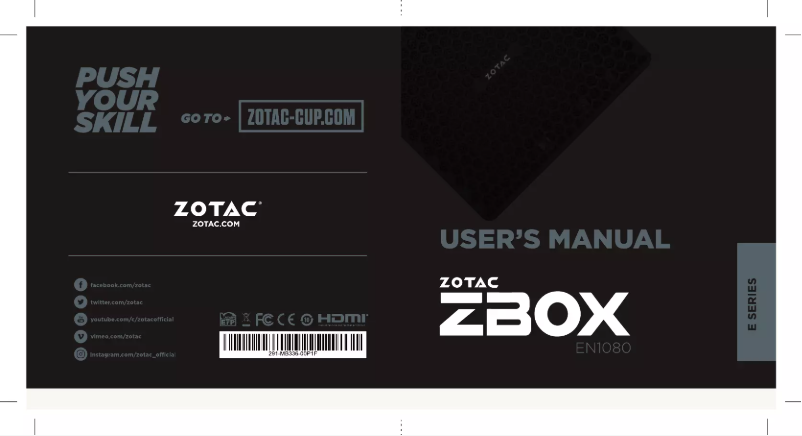 Page 1 de la notice Manuel utilisateur Zotac Zbox Magnus EN1080