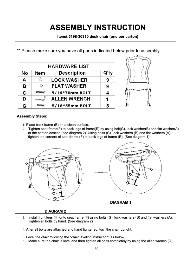 Page 1 de la notice Manuel utilisateur Hooker 5198-30310