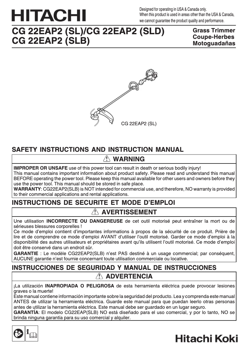 Page 1 de la notice Manuel utilisateur Hitachi CG22EAP2