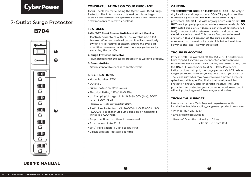 Page 1 de la notice Manuel utilisateur CyberPower Essential B704