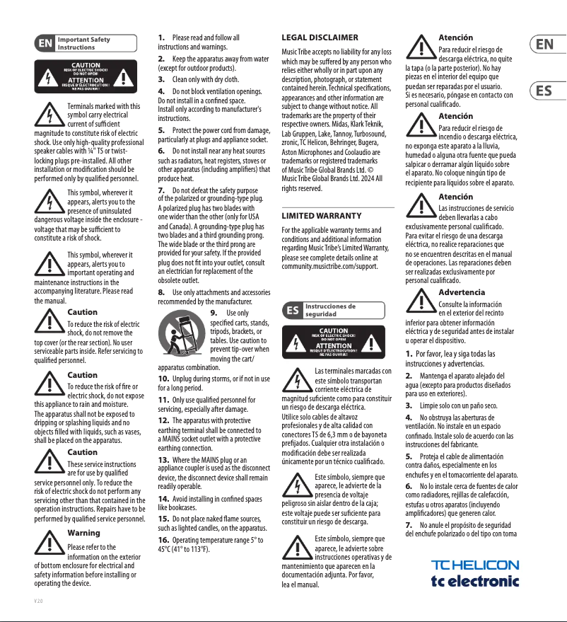 Página 1 del manual Manual de usuario TC Helicon Powerplug 12