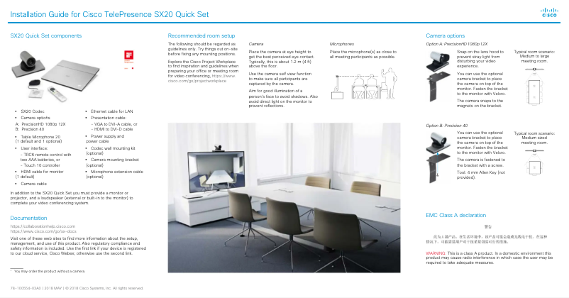 Page 1 de la notice Manuel utilisateur Cisco TelePresence SX20
