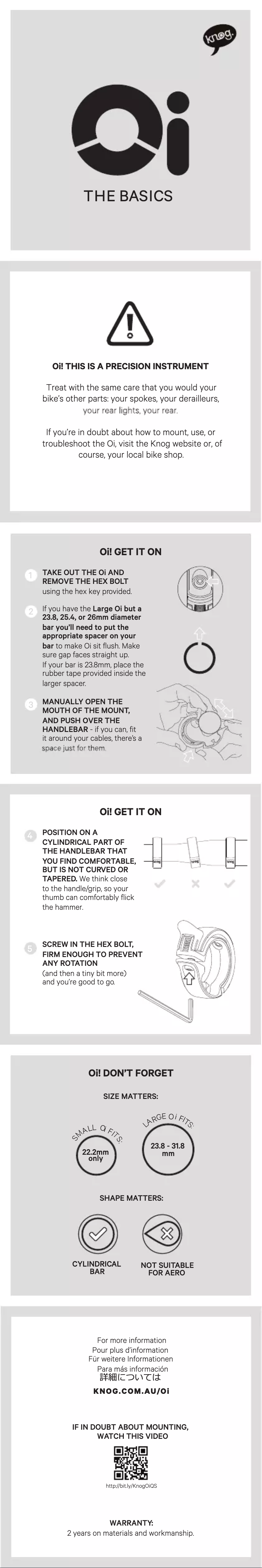 Página 1 del manual Manual de usuario Knog Oi Classic Large