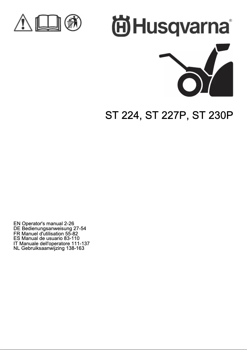 Page n°1 - Manuel utilisateur Husqvarna ST 224