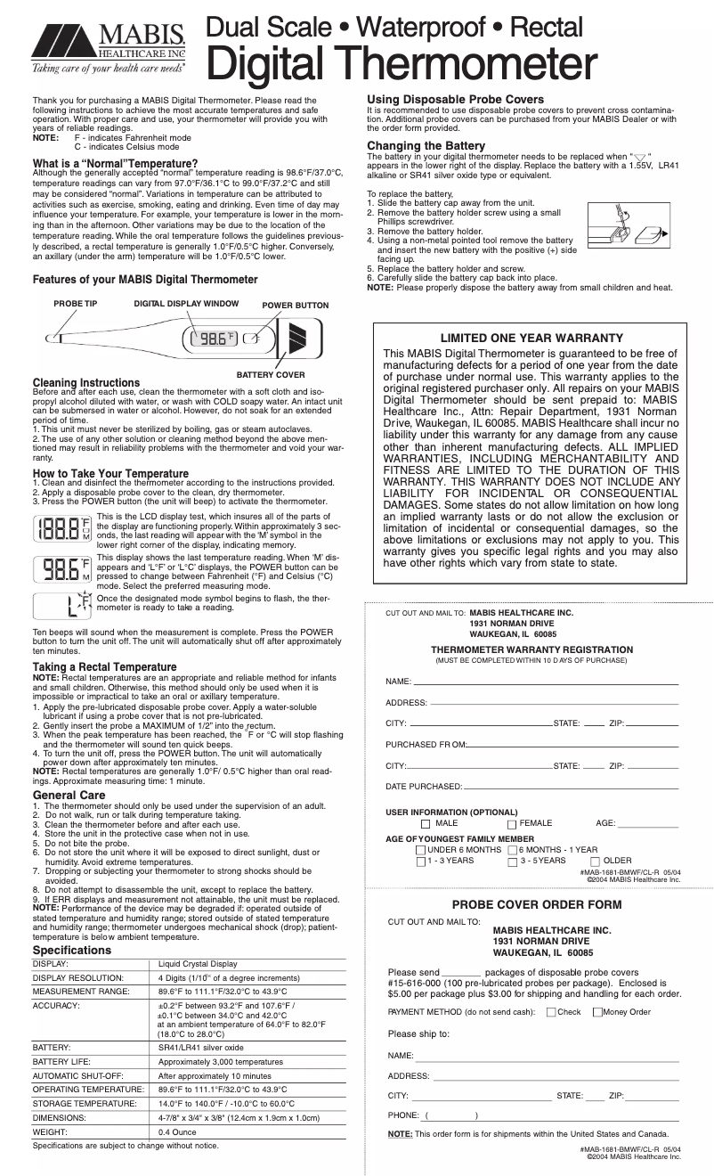 Page n°1 - Manuel utilisateur Mabis Dual Scale