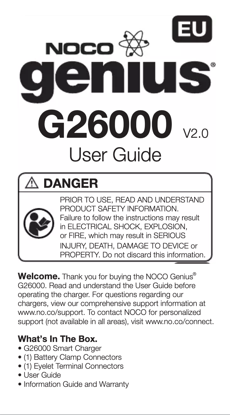 Page n°1 - Manuel utilisateur NOCO Genius G26000