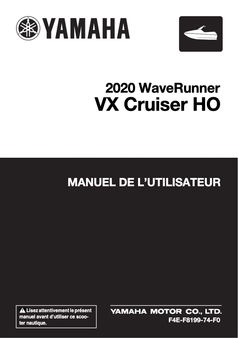 Page n°1 - Manuel utilisateur Yamaha WaveRunner VX Cruiser HO (2020)