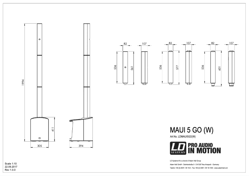 Page n°1 - Fiche technique LD Systems Maui 5 Go