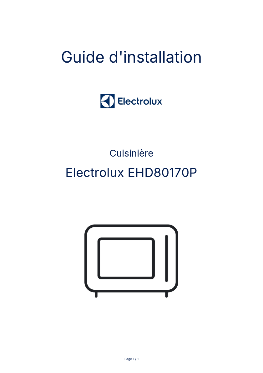 Image de la première page du manuel de l'appareil EHD80170P