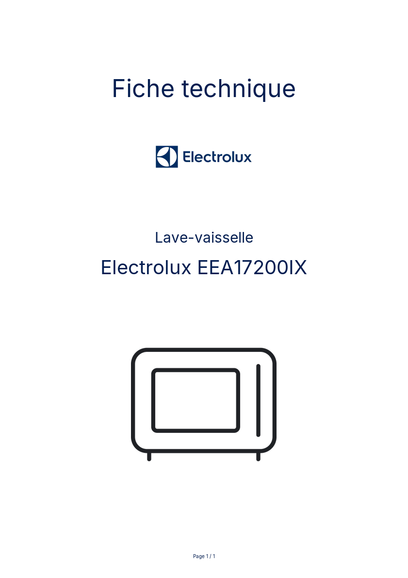 Image de la première page du manuel de l'appareil EEA17200IX
