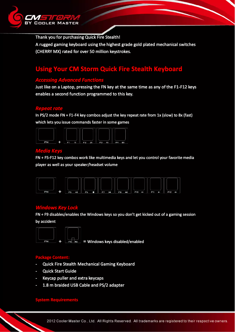 Image de la première page du manuel de l'appareil Quick Fire Stealth