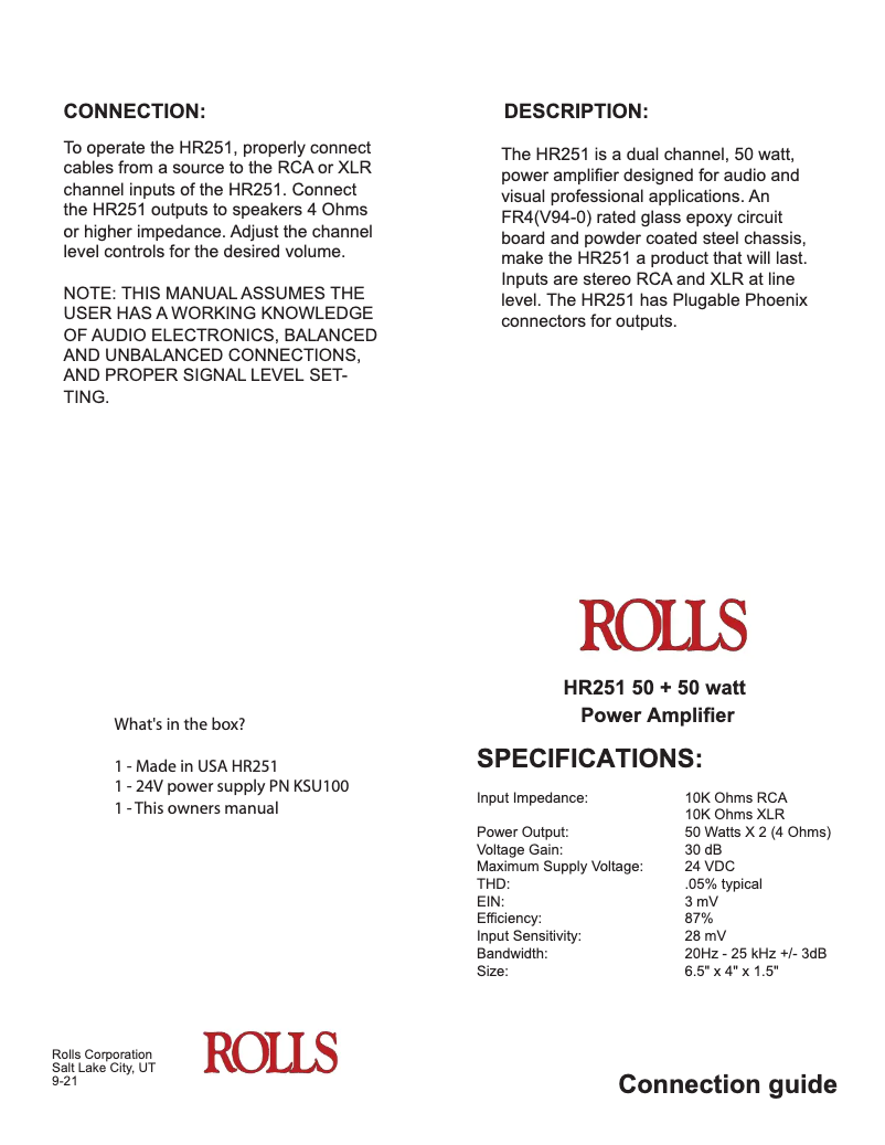 Image de la première page du manuel de l'appareil HR251