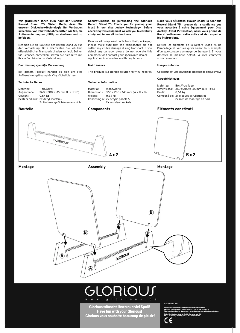 Page n°1 - Manuel utilisateur Glorious Record Stand 75