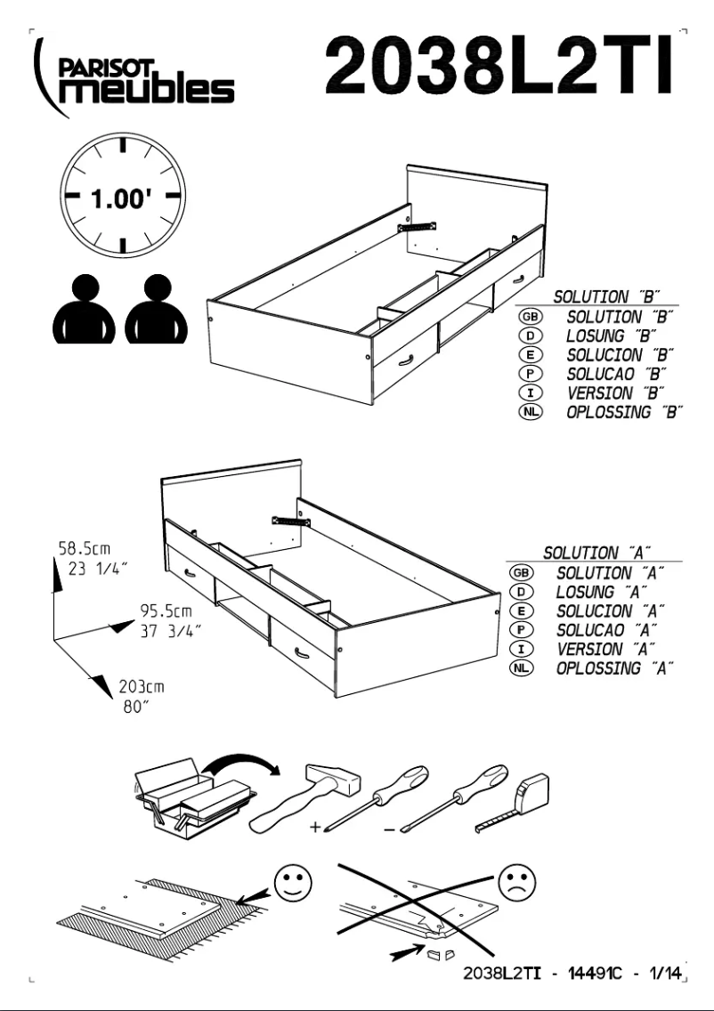 Page 1 de la notice Manuel utilisateur Parisot Alpha 2038L2TI