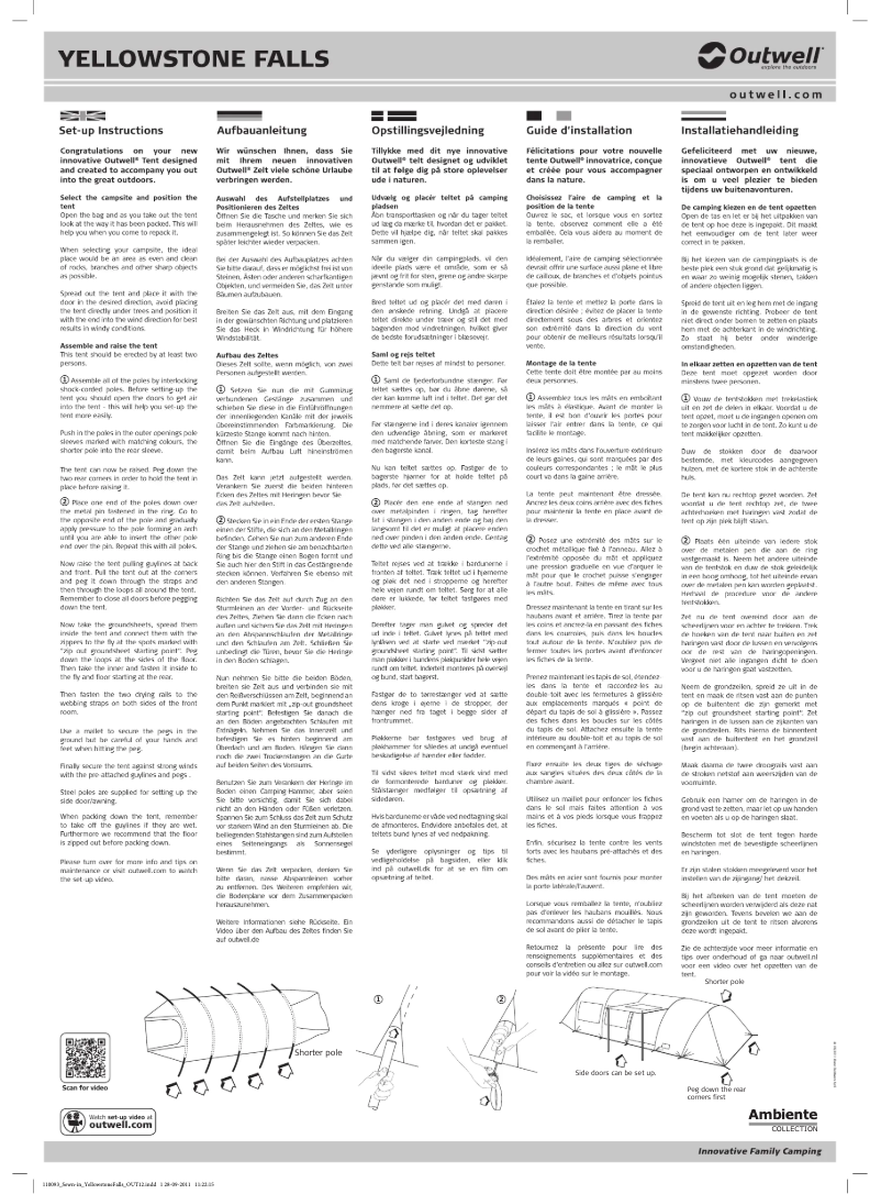 Página 1 del manual Manual de usuario Outwell Ambiente Yellowstone Falls