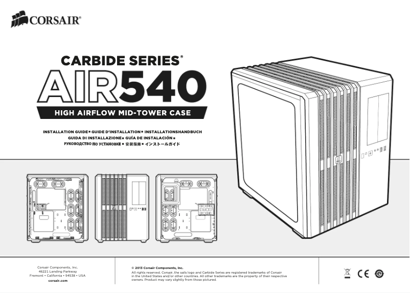Page 1 de la notice Manuel utilisateur Corsair Carbide Air 540
