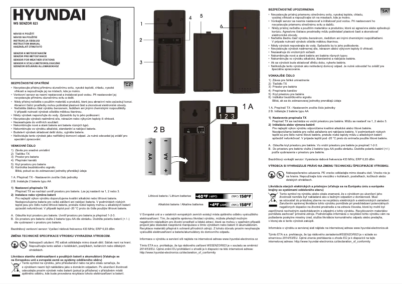Page 1 de la notice Manuel utilisateur Hyundai WS 823