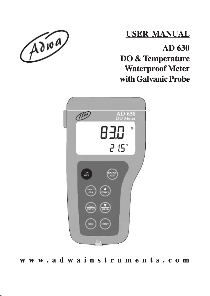 Page n°1 - Manuel utilisateur Adwa AD630