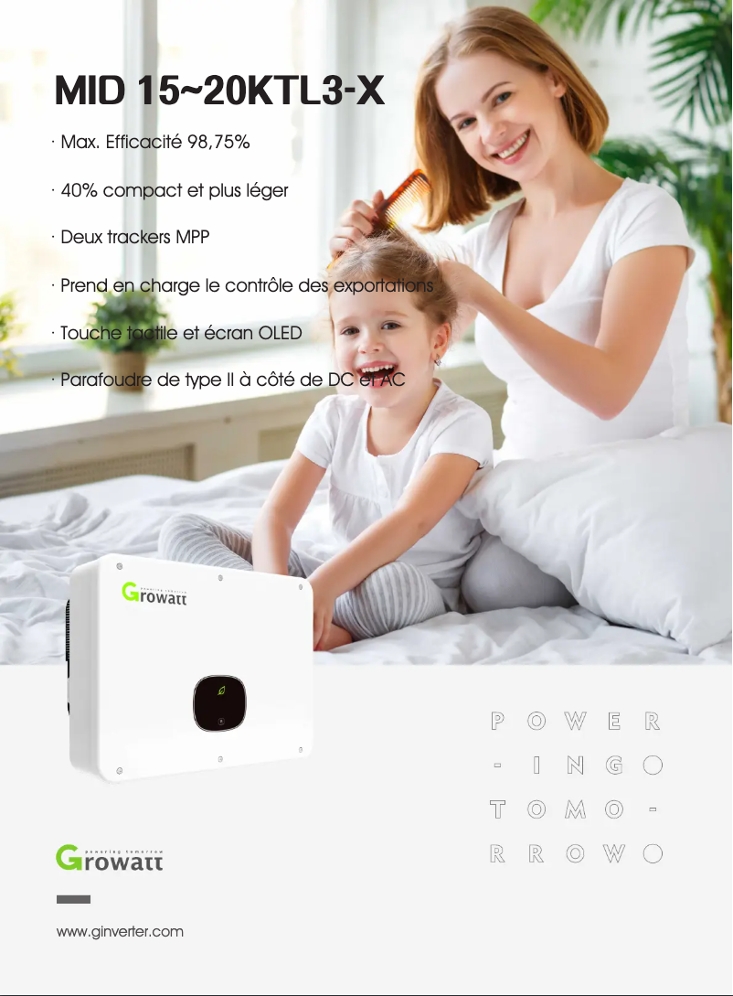 Page 1 de la notice Guide d'installation Growatt MID 17KTL3-X