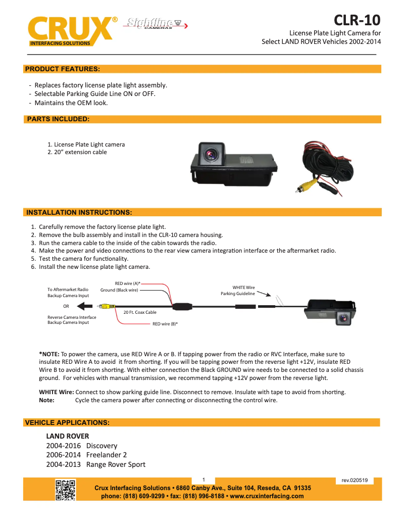 Page 1 de la notice Manuel utilisateur CRUX CLR-10