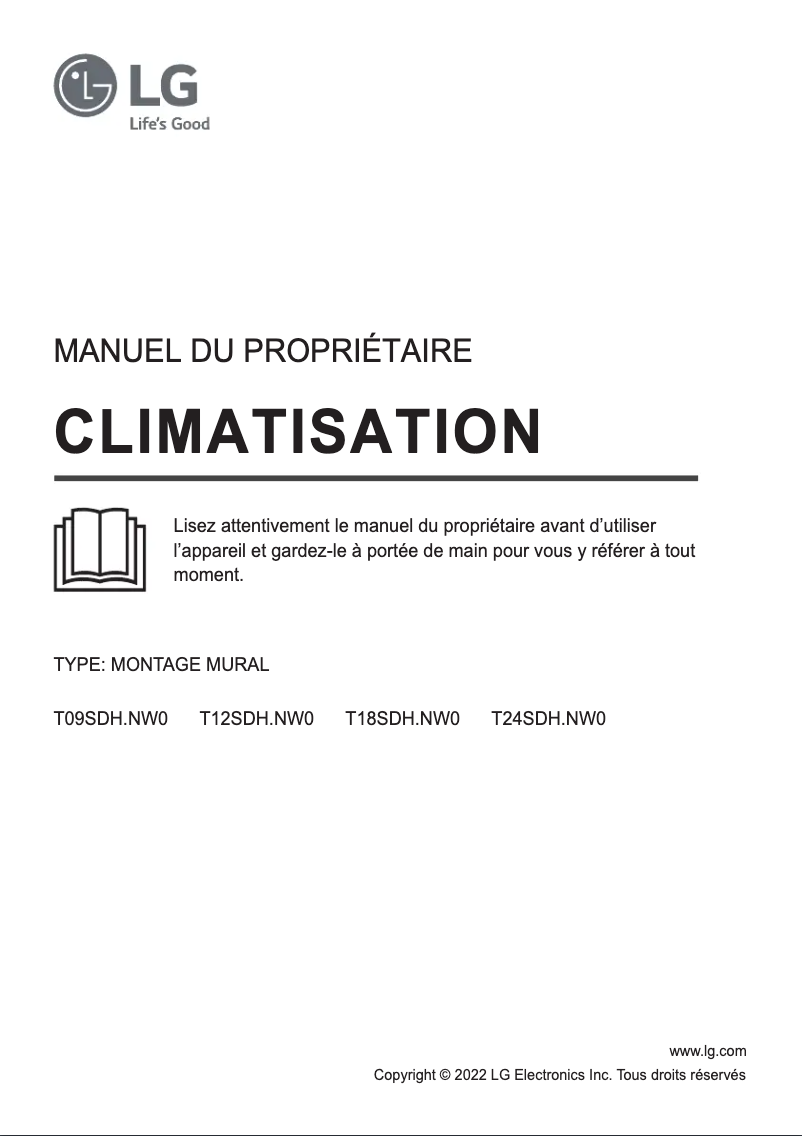 Page 1 de la notice Manuel utilisateur LG T18SDH