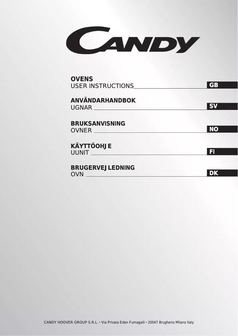 Page 1 de la notice Manuel utilisateur Candy FXP6091X