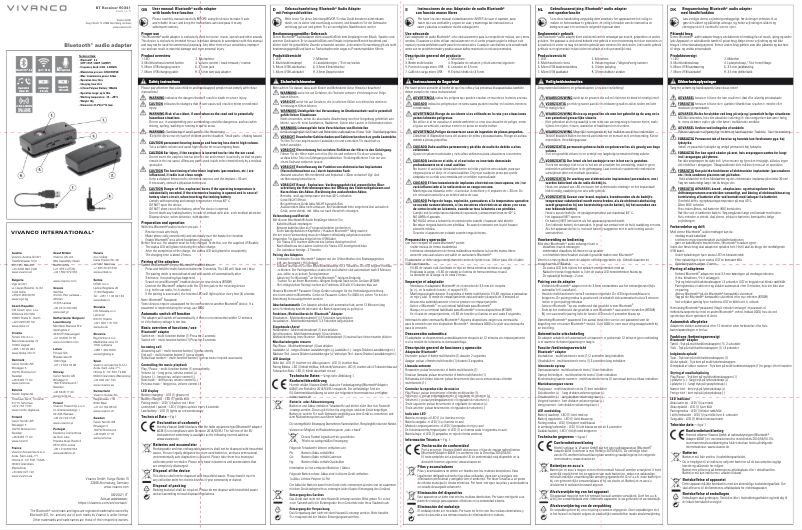 Page 1 de la notice Manuel utilisateur Vivanco BT4.2AUDIORC