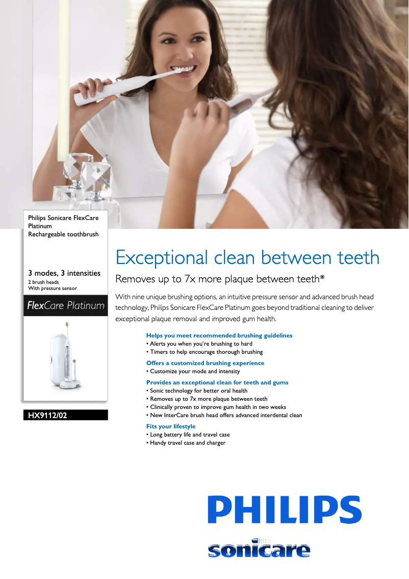 Image de la première page du manuel de l'appareil Sonicare FlexCare Platinum HX9112