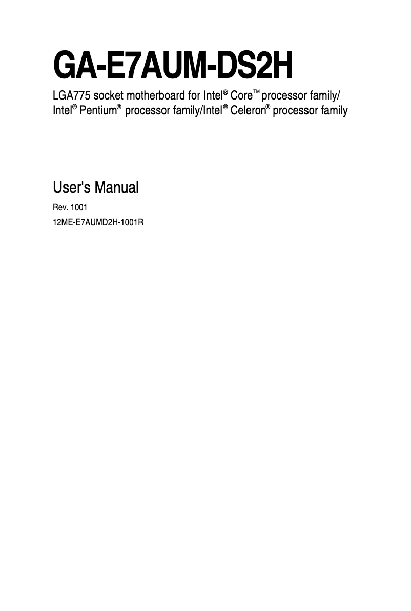 Página 1 del manual Manual de usuario Gigabyte GA-E7AUM-DS2H