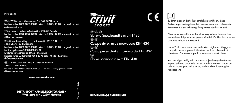 Page 1 de la notice Manuel utilisateur Crivit EH-1430