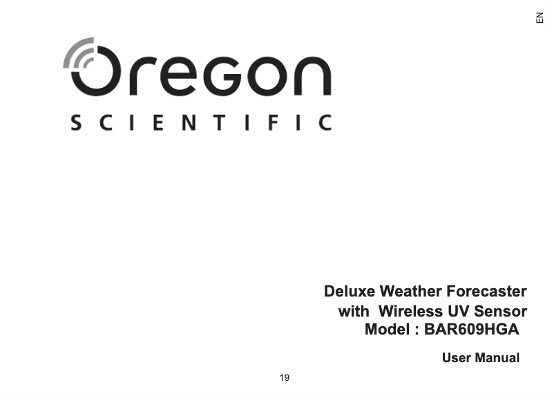 Page 1 de la notice Manuel utilisateur Oregon Scientific BAR609HGA