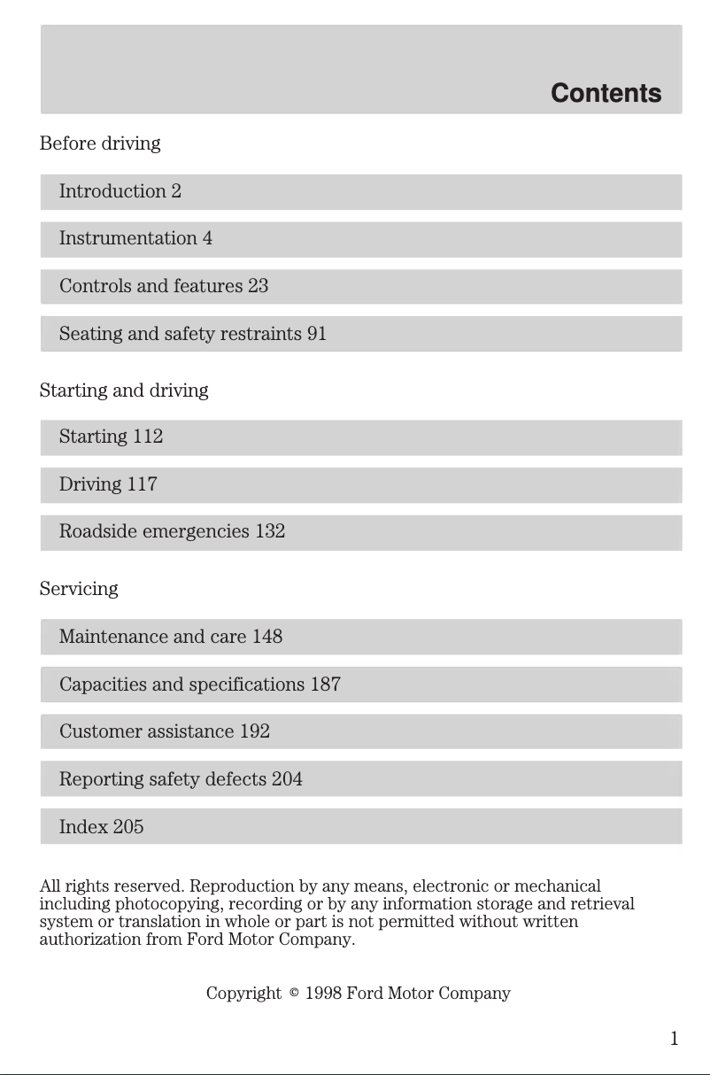 Page n°1 - Mode d'emploi Ford Crown Victoria (1999)
